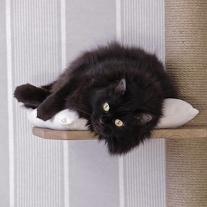 Natural Cat Tree Tower – Modern Cat Furniture with Cushion, Floor to Ceiling Cat Tower for Large Cats, No-drill Tension Mounted Installation image 8