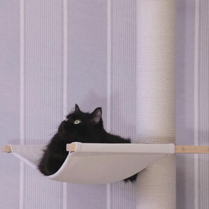 Tension Mounted Large Cat Tree with 2 Cat Hammocks, Floor to Ceiling Cat Tree Tower, Wooden Cat Tree with No-drill Installation image 12