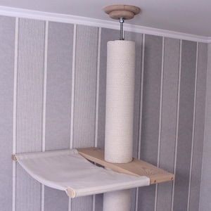 Tall Climber Cat Tree with Hammock, No-drill Tension Mounted Installation. Modern Floor to Ceiling Cat Tree Tower, Luxury Cat Tree image 16