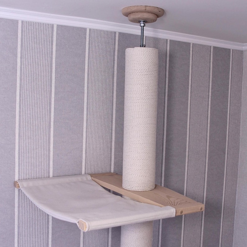Tall Climber Cat Tree with Hammock, No-drill Tension Mounted Installation. Modern Floor to Ceiling Cat Tree Tower, Luxury Cat Tree image 16