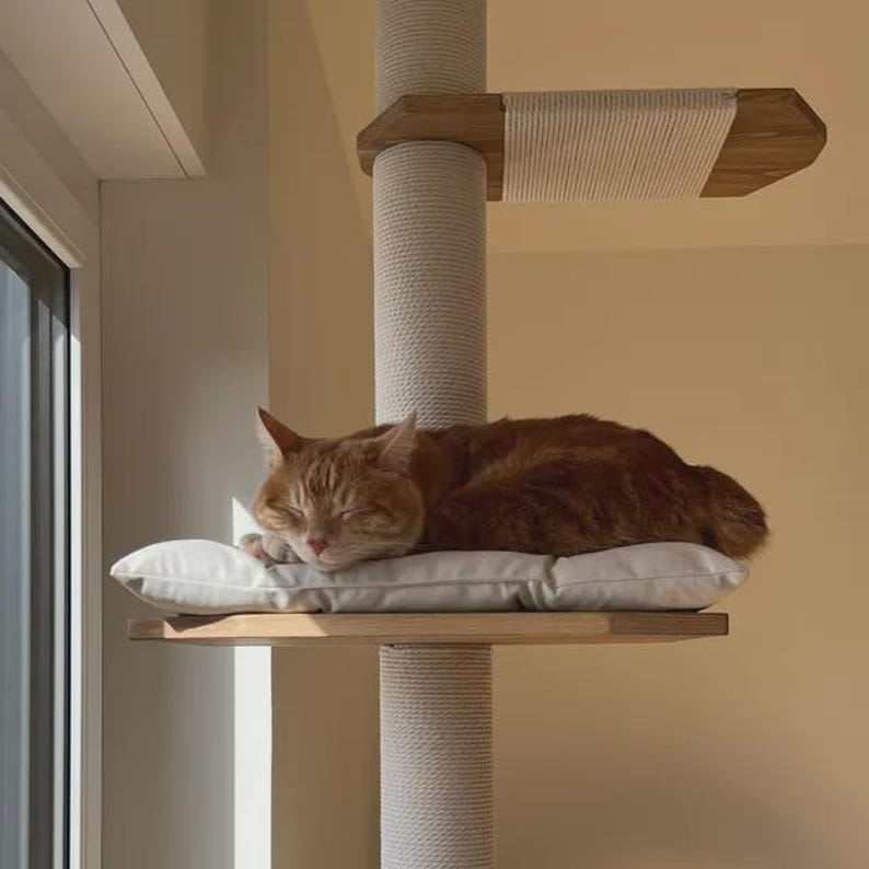 Adjustable Floor to Ceiling Cat Tree, Modern Cat Tower, Two Beds image 7