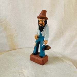 Vintage German Wood Carving Little Man Figurine Black Forest Germany Decor 6.25”