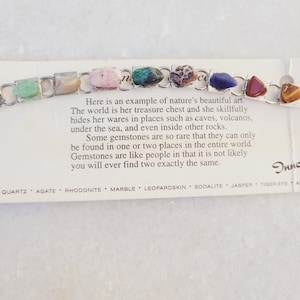 Multi Gemstone Bracelet by Innovative Creations New Old Stock on Card 7.5” USA