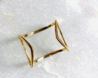 Jules Smith JANE Cuff Gold Plated Geometrical Bracelet Small Minimalist 7”
