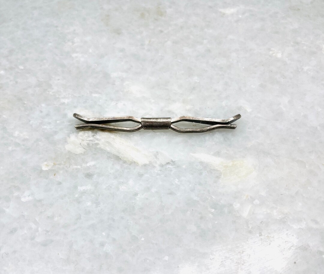 Vintage Manleigh Sterling Tie Bar Rustic Wedding Clasp Patina Etsy