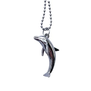 Vintage Delfin Kedja Halsband Silver Sjöjungfru Hav Lång Kulkedja 1990-2000-tal