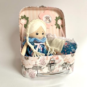 handmade doll set ,doll suitcase set, heirloom doll, doll house, handmade gift set, fairy doll set, princess doll set , doll wardrobe