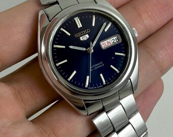 ヴィンテージ セイコー5 自動巻き腕時計：スカイブルー文字盤、日本製
