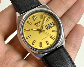 Seiko 5 Automatic Vintage Watch | Gold Sunburst Dial | 7009-876J Japan | 17 Jewels