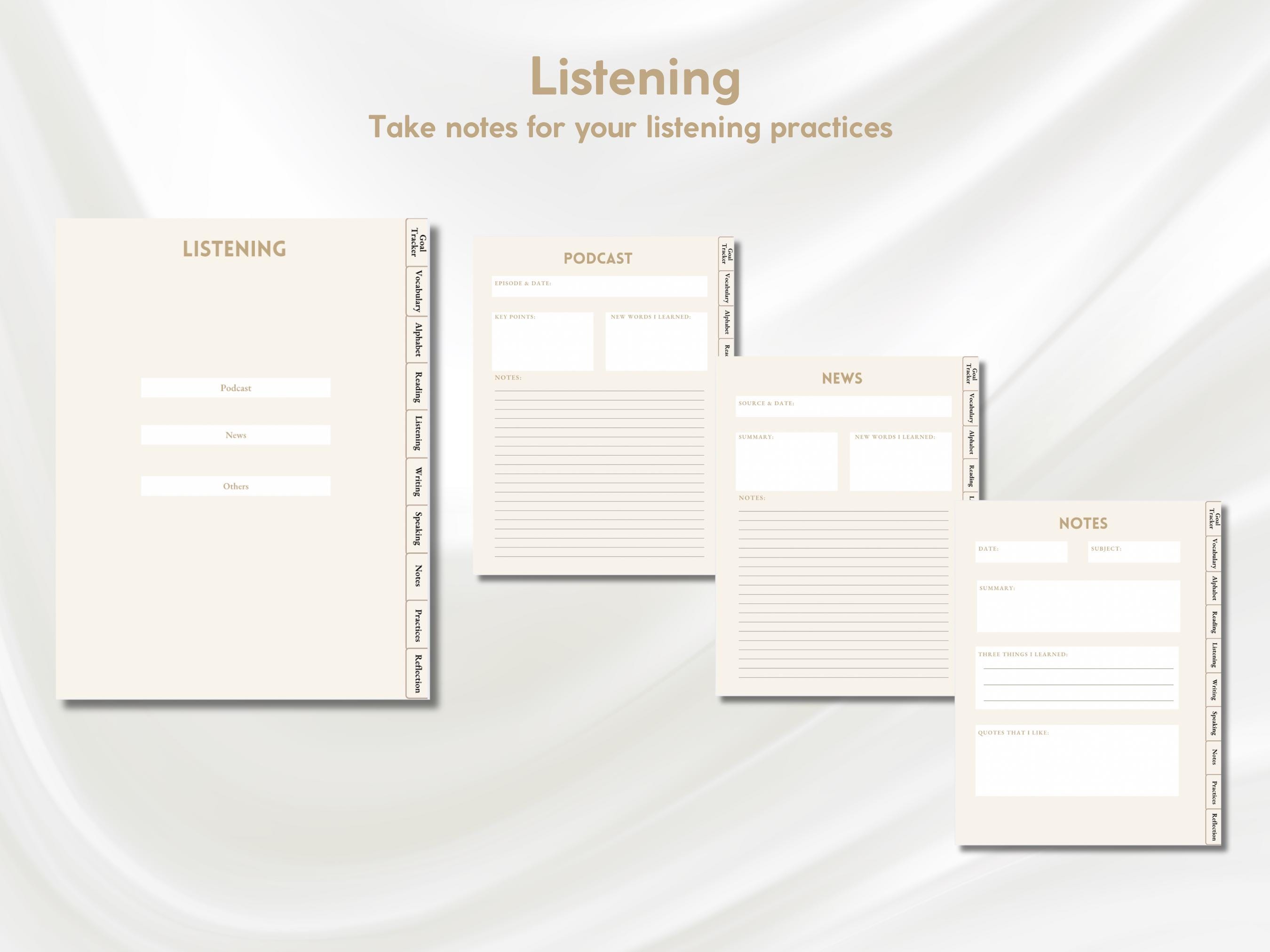 2025 Language Learning Planner and Notebook, Hyperlinked Workbook ...