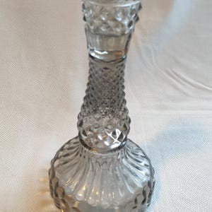 Vintage glass candle holder. Smokey glass.