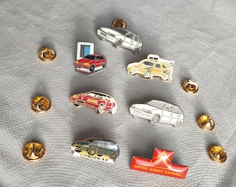Set of 7 vintage pins featuring Citroen and Alpine. Including Citroen AX and AX rally.