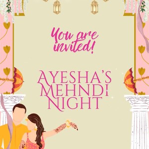 Convite de casamento muçulmano Vídeo digital Casal Ilustrações Personalizado Telefone Animado Islâmico Nikkah Walima Convite MP4