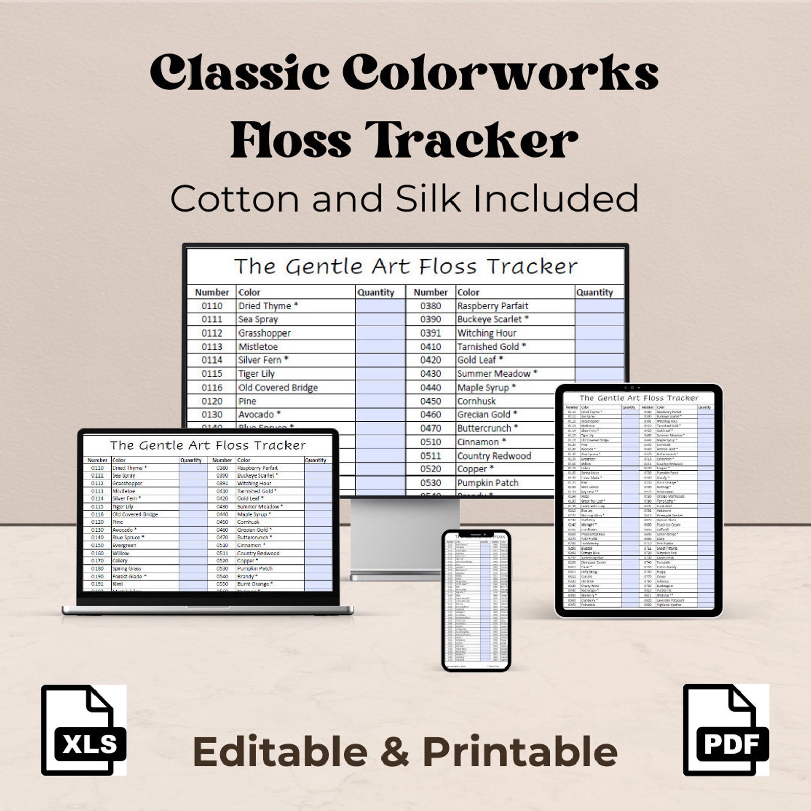 Classic Color Works Chart.pdf Classic Colorworks Cotton and Silk Floss Inventory Tracker (digital ...