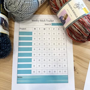 Knitting Habit Tracker for Yearly and Weekly Goals (XLS and PDF Files Included - Printable and ...