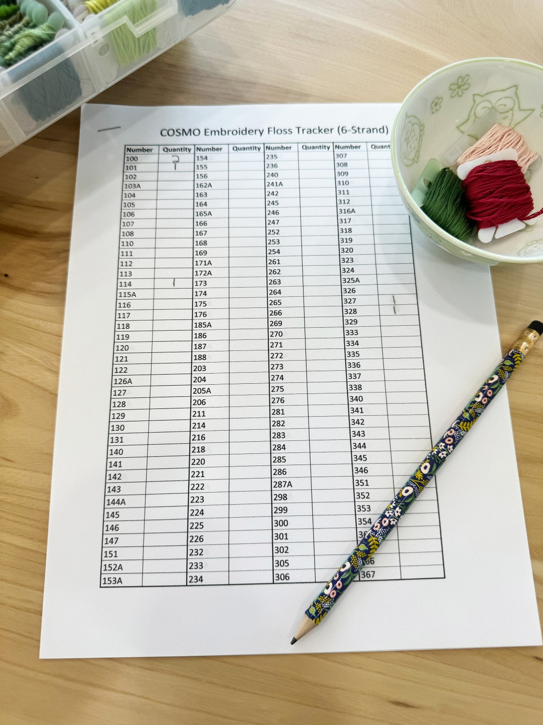 Cosmo Embroidery Floss Floss Inventory Tracker printable & Digital