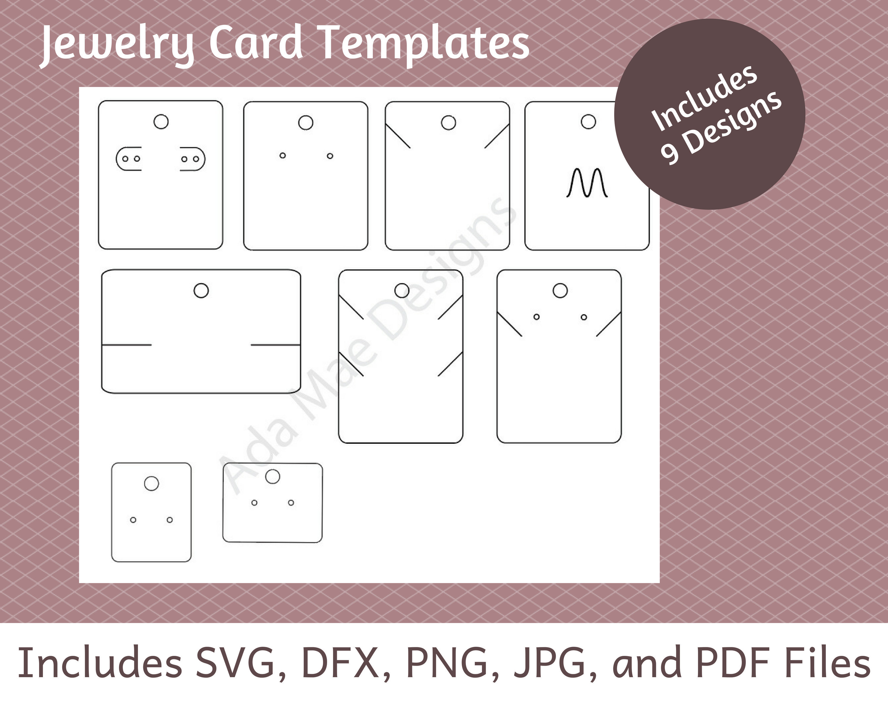 Jewelry Cards SVG Templates earring Necklace Ring - Etsy