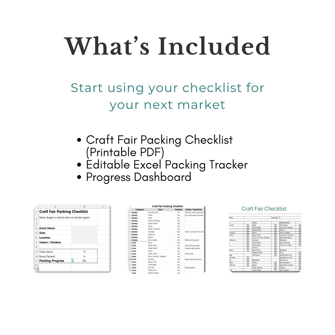 Craft Fair Checklist.pdf Craft Fair Packing Checklist, Vendor Booth Packing List (printable PDF ...