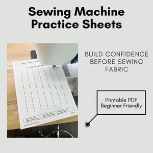 Sewing Machine Practice Sheets for Beginners, Learn to Sew Printable Worksheets That Build Confidence & Skill (PDF)