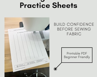 Feuilles d'entraînement à la machine à coudre pour débutants, apprenez à coudre des feuilles de travail imprimables qui renforcent la confiance en soi et les compétences (PDF)