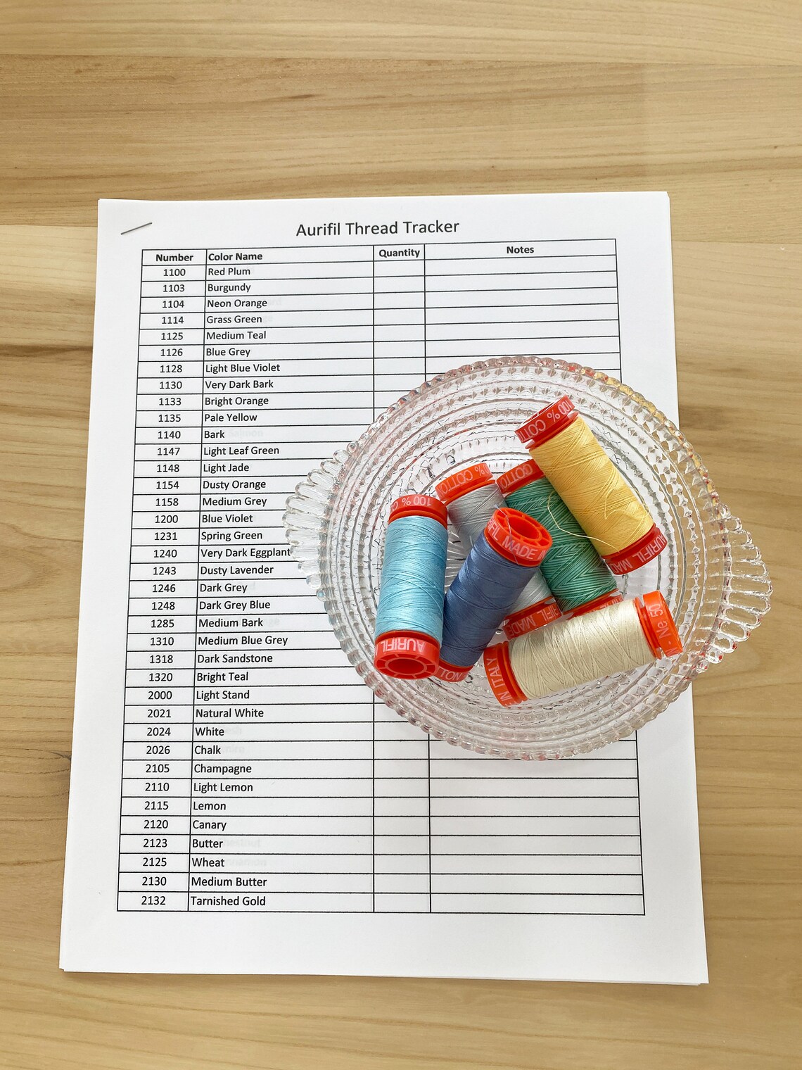 Aurifil Thread Tracker (printable and Editable) (PDF and XLSX) Track ...