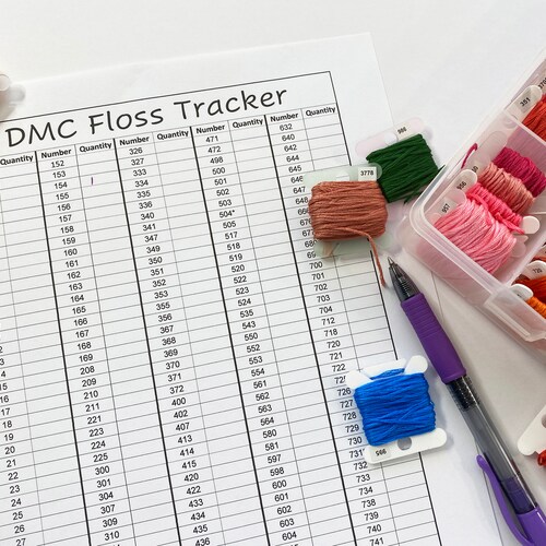 DMC Thread Color Chart Tracker Inventory Spreadsheet Etsy Canada