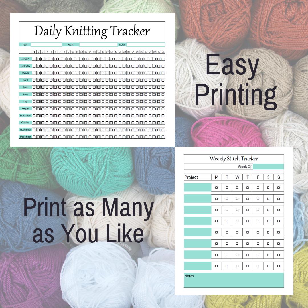 Knitting Habit Tracker for Yearly and Weekly Goals (XLS and PDF Files Included - Printable and ...