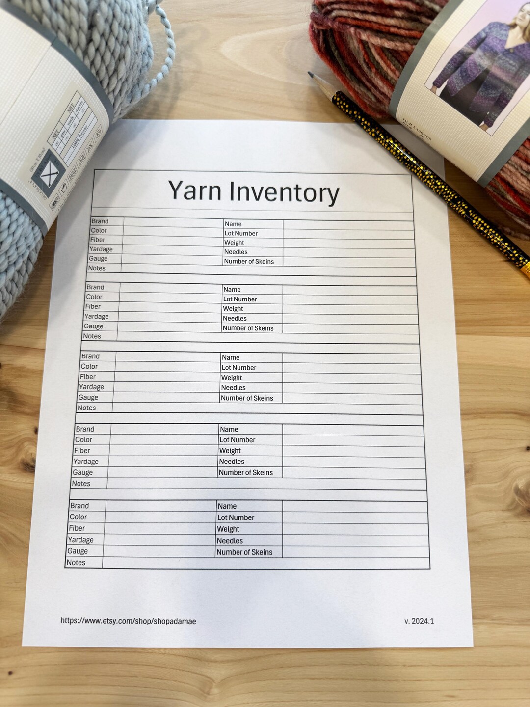 Yarn Inventory Yarn Inventory to Keep Your Yarn Organized (printable and Digital Pdfs ...
