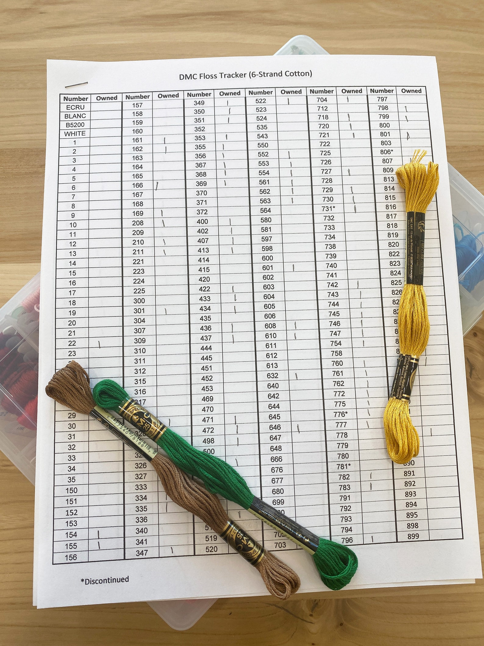 Dmc floss inventory tracker printable editable pdf and spreadsheet