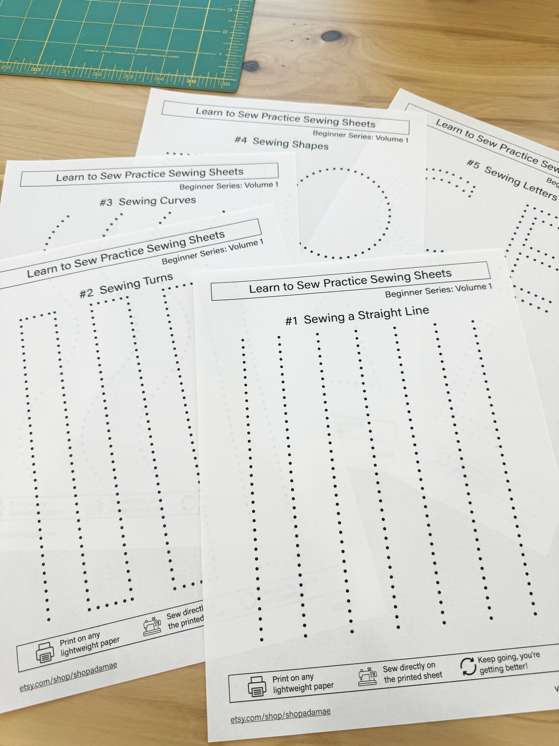 Sewing Machine Practice Sheets: Learn to Sew (beginner) on a Sewing ...