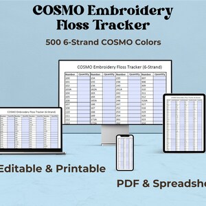 Cosmo Embroidery Floss Floss Inventory Tracker (printable & Digital ...