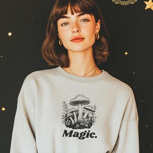 Magic Mushroom Sweatshirt - Nature Lover, Mushroom Motifs, Unisex Psychedelic Sweatshirt, Trippy Graphic Shirt, Hippie Shirt, Gift for Her