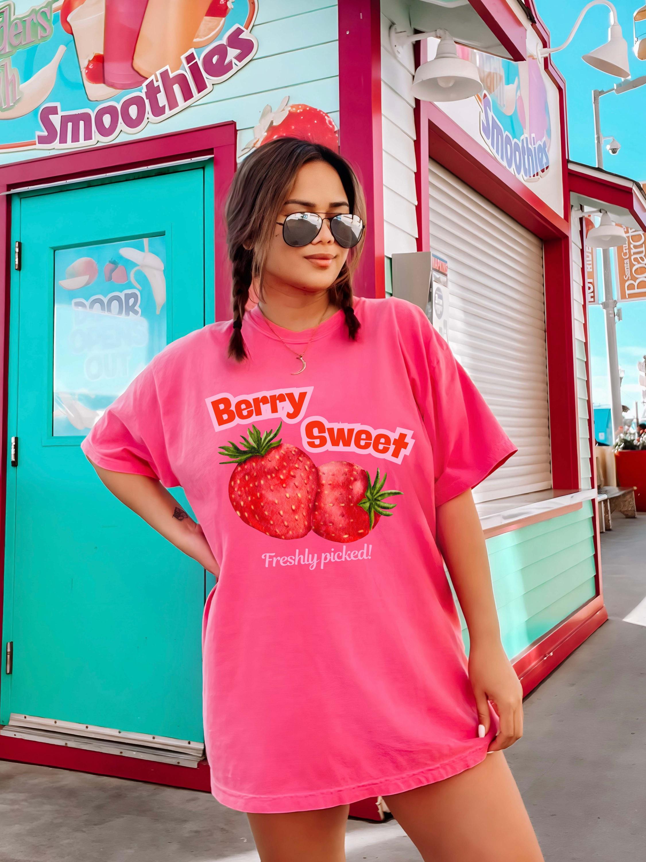 Pink Strawberry T-shirt – Berry Sweet Unisex Tee, Oversized Fit - Etsy