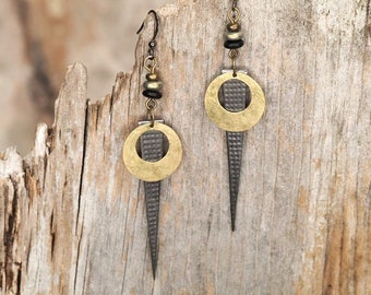 Texture Texture ! Layered Mixed Metal Earrings  Native Made Earrings  Earthy Elegance BIPOC Owned