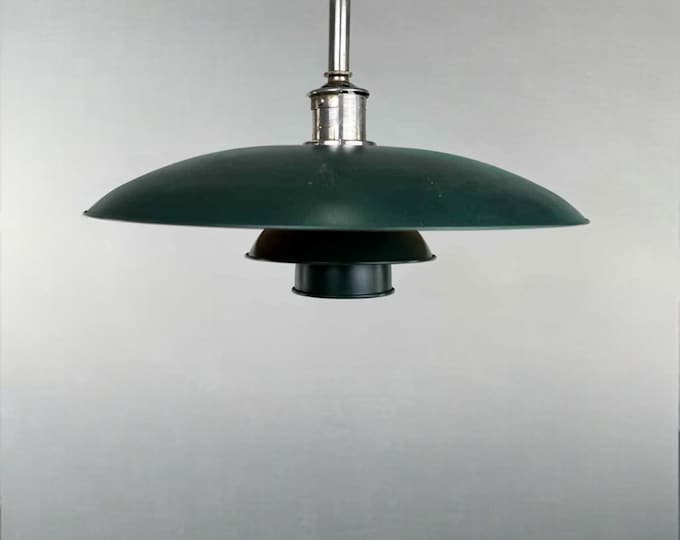 Poul Henningsen PH 5/3 Pendant – “Pat. Appl.”, Nickel and Green Copper Shades