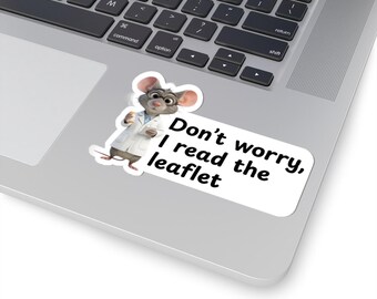 No te preocupes, leí el folleto, pegatina de farmacia, regalo divertido de farmacéutico, humor de rx, calcomanía de farmacia nerd para laptop
