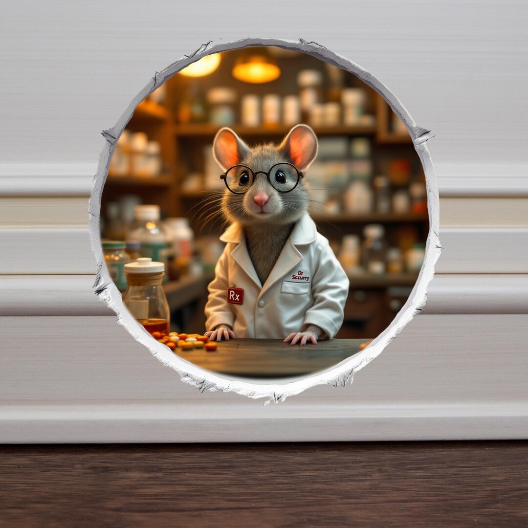 Mice Sticker Lab Mouse Hole Decal, Mouse Wall Sticker, Pharmacist Mouse Vinyl Decal ...
