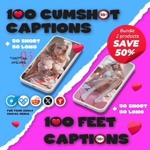 CumShot + Feet Captions Bundle | Short, Long Posts for Findom, Femdom OnlyFans creator, Financial Domination Phrases Ebook, Adult Captions