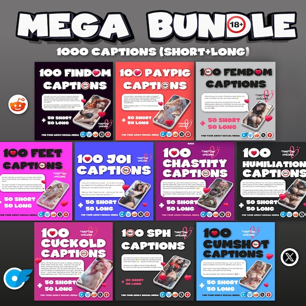 Paquete de 1000 subtítulos Findom / Femdom, Paypig, Pies, Joi, Castidad, Humillación, Cornudo, SPH, Eyaculación para creadores de contenido de OnlyFans, Libro electrónico