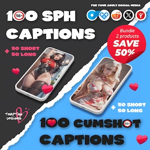 SPH + Cumshot Captions Bundle | Short Long Posts for Findom, Femdom OnlyFans content creator, Financial Domination Phrases, Adult Captions