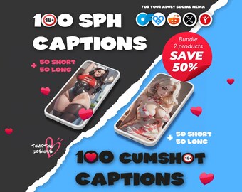 SPH + Cumshot Captions Bundle | Short Long Posts for Findom, Femdom OnlyFans content creator, Financial Domination Phrases, Adult Captions