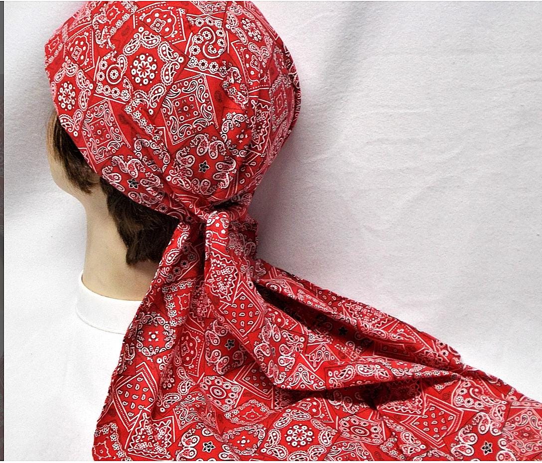 Handmade RETRO RED BANDANA Doo Rag Cotton - Etsy