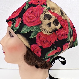 SKULL & ROSES COTTON Scrub Cap