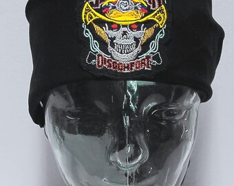 COWBOY SKULL PATCH Handmade Black Cotton Large Bandana