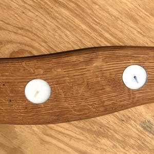 Red oak tea light candle holder 20”x4”x1”