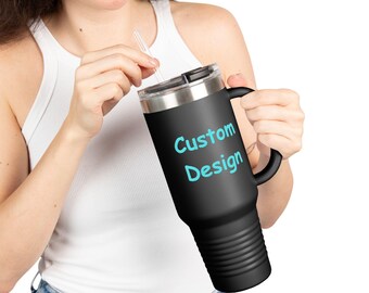 Taza térmica de viaje de 1,2 litros con asa / Diseño personalizado UV-DTF