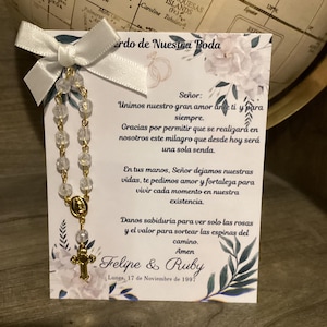 Cadeaux de mariage 12 pièces, Recuerdos de Boda de Oro, Boda de Plata, carte de prière avec chapelet, cadeaux personnalisés, cadeaux d'anniversaire, je fais des cadeaux