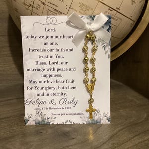 Trouwbedankjes 12 st, Recuerdos de Boda de Oro, Boda de Plata, gebedskaart met rozenkrans, gepersonaliseerde gunsten, jubileumbedankjes, ik doe bedankjes