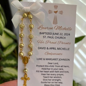 Bomboniere Battesimo, Ricordi di Battesimo, Bomboniere in inglese, Bomboniere in spagnolo, Per gli ospiti, Bomboniere personalizzate, Biglietto di preghiera, Mini rosario, semplice