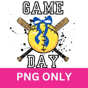 Softball Game Day Clipart: Blue Bow PNG (Digital Download)